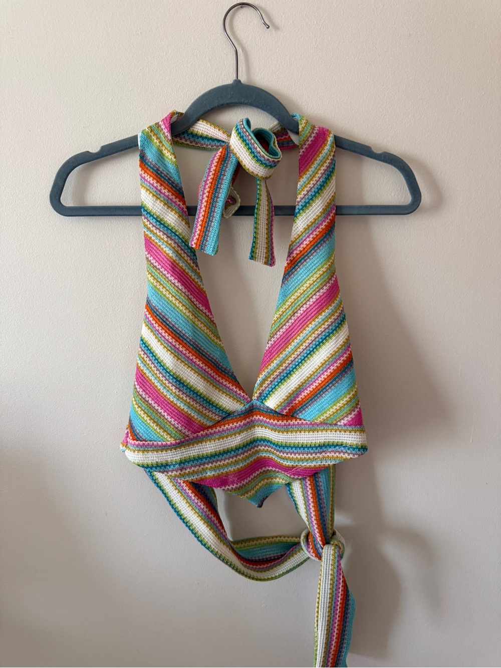 PacSun Multicolor Striped Crochet Halter Tank Top